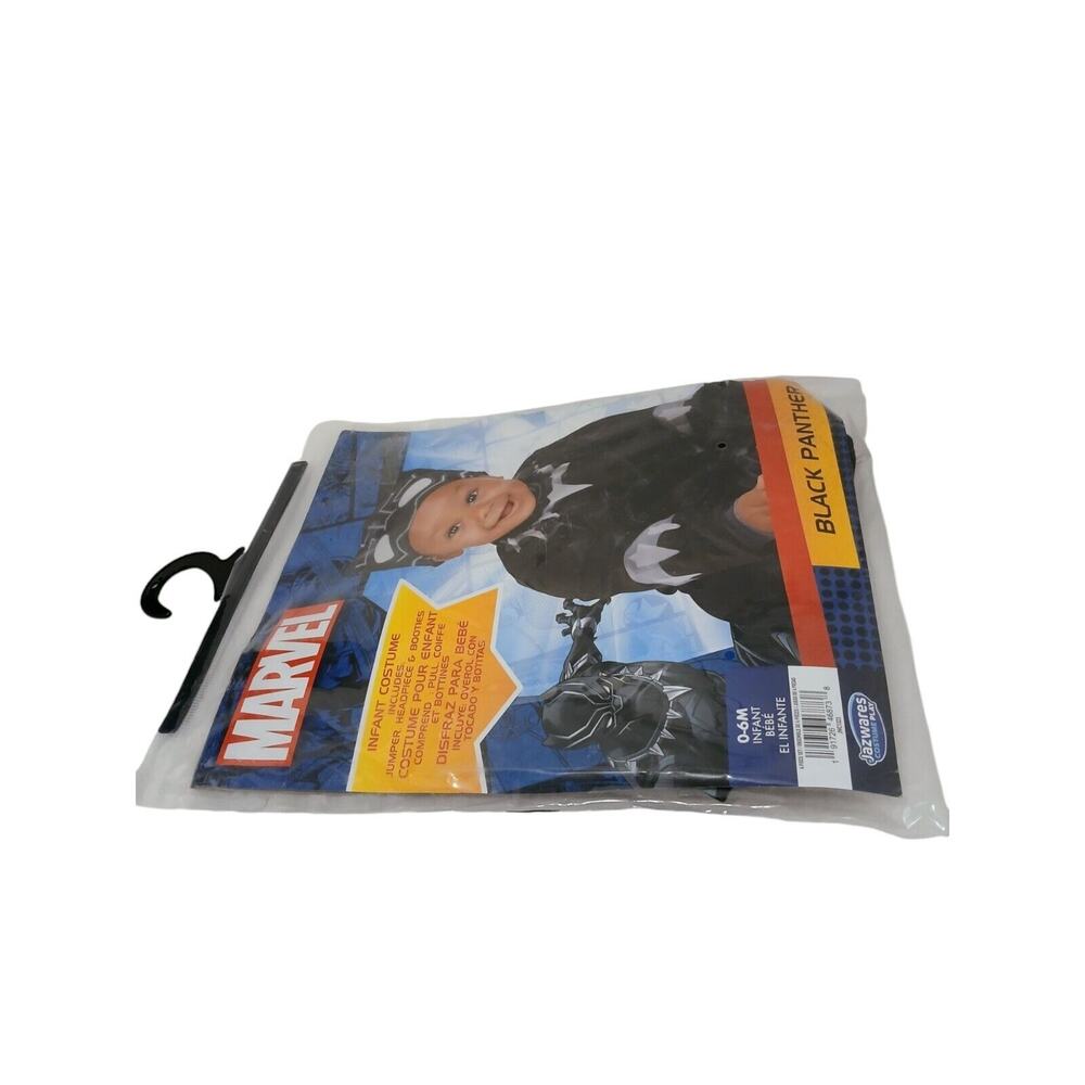 MARVEL Black Panther Costume Infant Sz 0-6 Mo 3 Pc Set NON-SLIP BOOTIE Halloween - Picture 14 of 15